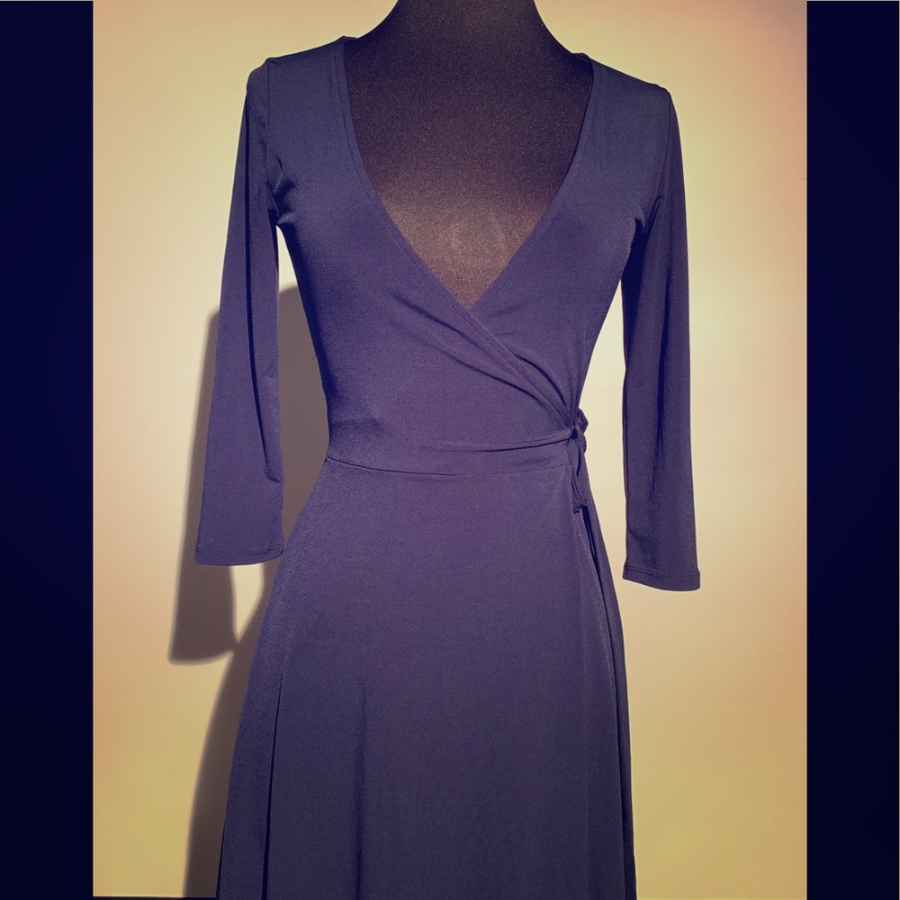 Wrap navy dress